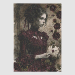 Papel De Seda Burgundy Vintage Victorian Fantasía Chica Decoupag