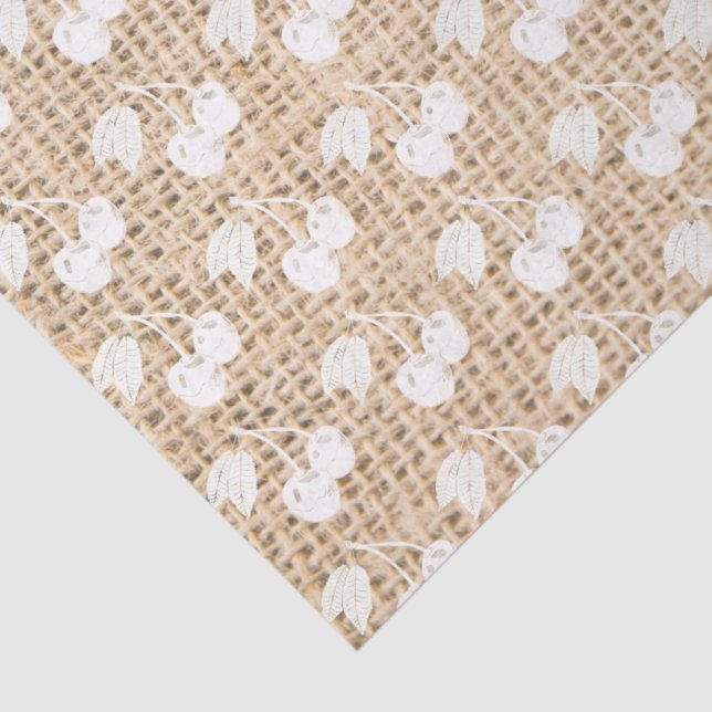 Papel De Seda Burlap y White Cherries (Detalle)