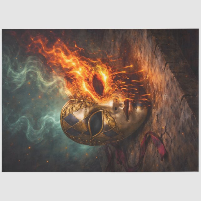 Papel De Seda Burning Venetian Mask Decoupage (Anverso)