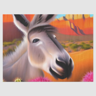 Papel De Seda Burro lindo con cactus floridos