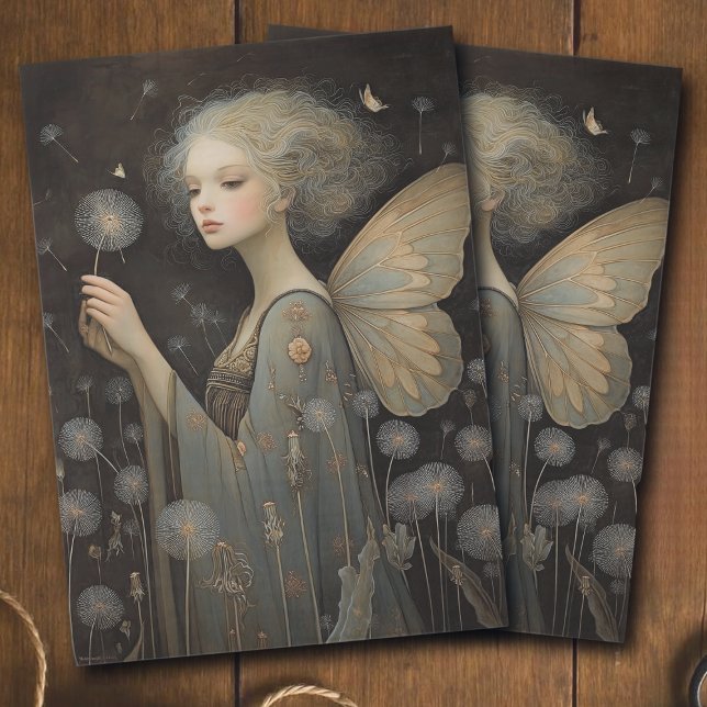Papel De Seda Butterfly Fairy & Dandelion Field Decoupage Art (Subido por el creador)
