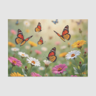 Papel De Seda Butterfly Meadow Seamless Pattern Vibrant Flowers