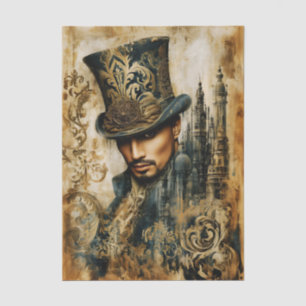 Papel De Seda Caballero Apuesto, Sombrero Alto Ornamentado FT8L