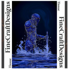Papel De Seda Caballero Noble Azul con Espada Decoupage Derecha 