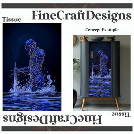 Papel De Seda Caballero Noble Azul con Espada Decoupage Izquierd