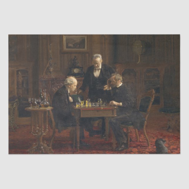 Papel De Seda Caballeros jugando al ajedrez (Thomas Eakins) (Anverso)