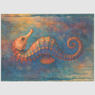 Papel De Seda Caballito de mar de coral oxidado   Decoupage de a