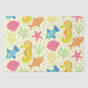 Papel De Seda caballito de mar submarino, pez estrella y conchas