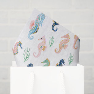 Papel De Seda Caballitos de mar Cumpleaños Azul Verde Rosa Menta