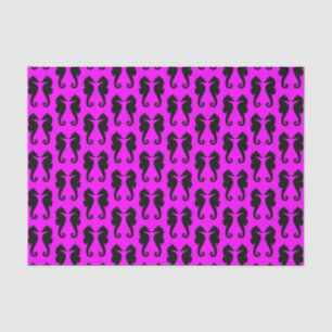 Papel De Seda Caballitos de Mar Negros sobre Rosa