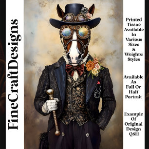 Papel De Seda Caballo Antropomórfico Chic Steampunk Q8H Decoupag