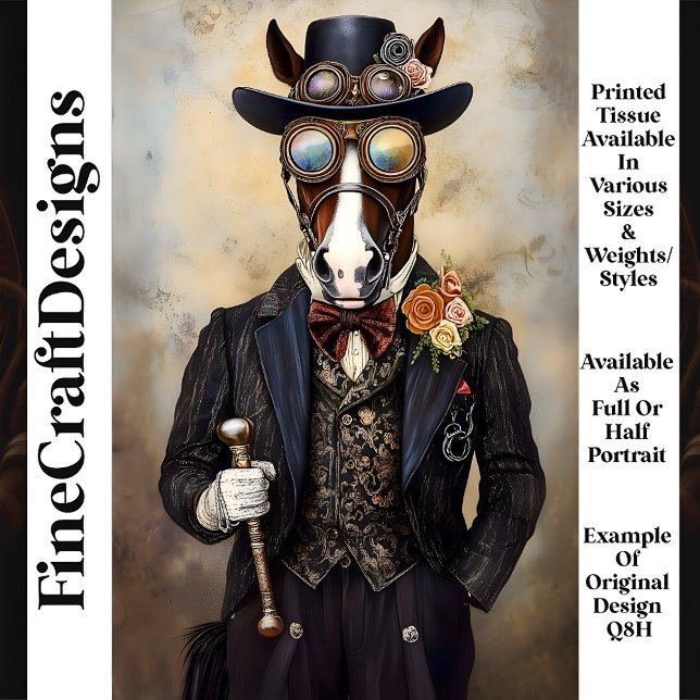 Papel De Seda Caballo Antropomórfico Chic Steampunk Q8H Decoupag (Subido por el creador)