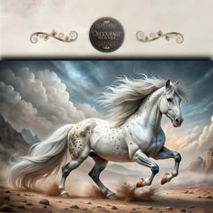Papel De Seda Caballo Appaloosa Blanco Arte Decoupage