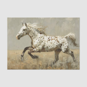 Papel De Seda Caballo Appaloosa Corriendo Pintura al Óleo Decoup