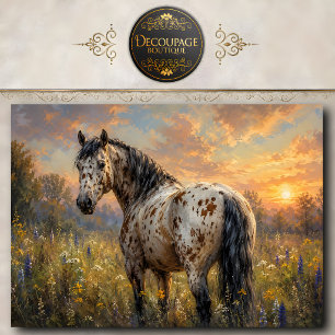 Papel De Seda Caballo Appaloosa Pradera Atardecer