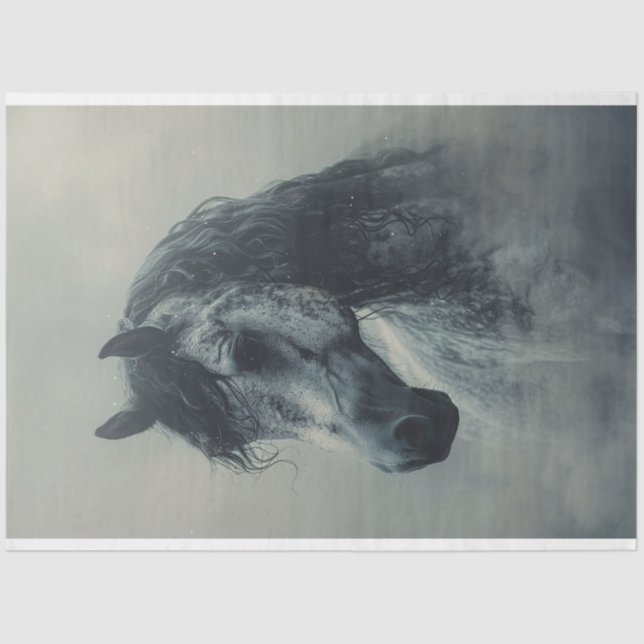 Papel De Seda Caballo árabe en la niebla de la desconfianza (Anverso)
