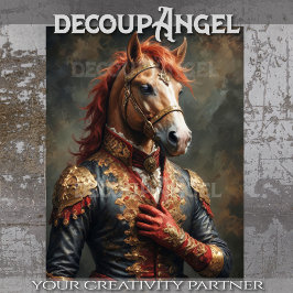 Papel De Seda Caballo aristocrático de Napoleón Pose - Decoupage