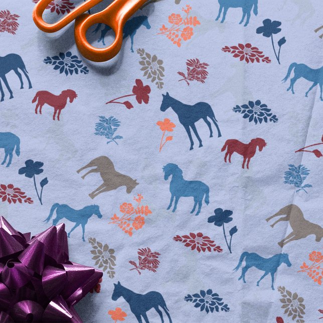 Papel De Seda Caballo Azul Y Flor (Subido por el creador)