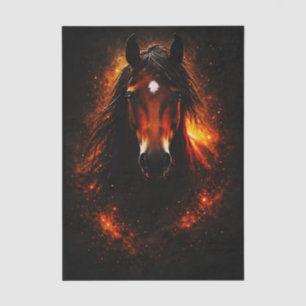 Papel De Seda Caballo Bay Fantasía Oscura Ígnea FH3R Decoupage