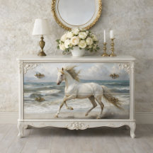 Caballo Blanco de la Playa Decoupage