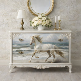 Papel De Seda Caballo Blanco de la Playa Decoupage