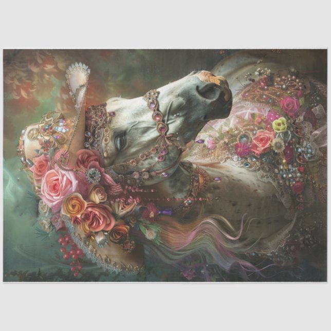 Papel De Seda Caballo blanco de salpicadura de color (Anverso)