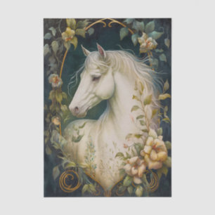 Papel De Seda Caballo Blanco Elegante Art Nouveau