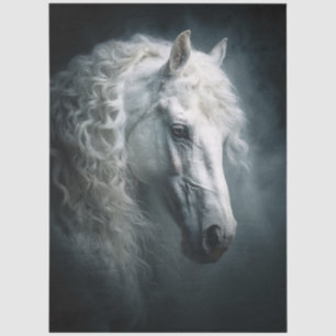 Papel De Seda Caballo Blanco Fantasma Estampa Decoupage