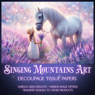 Papel De Seda Caballo blanco y Chica en el deshielo de Lavender 