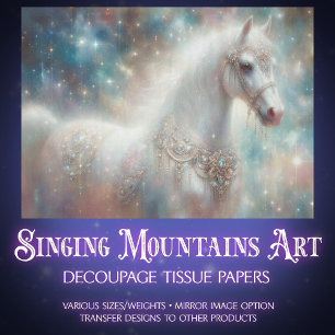 Papel De Seda Caballo Brillante Arte Decoupage Galaxia Estrellad