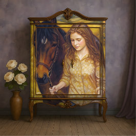 Papel De Seda Caballo Castaño Golden Girl Campos de Otoño Decoup