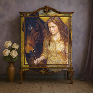 Papel De Seda Caballo Castaño Golden Girl Campos de Otoño Decoup