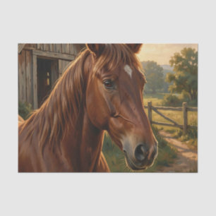 Papel De Seda Caballo Castaño Hora Dorada Granero