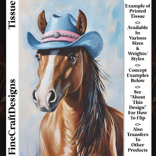 Papel De Seda Caballo castaño, sombrero de vaquero rosa azul CS8