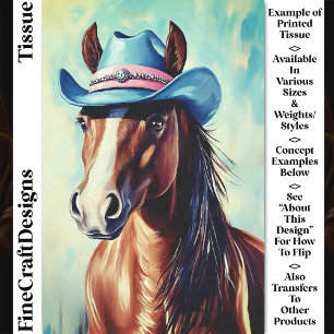 Papel De Seda Caballo Castaño, Sombrero de Vaquero Rosa Azul CS9