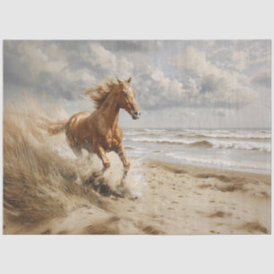 Papel De Seda Caballo Corriendo en la Playa Pintura Decoupage