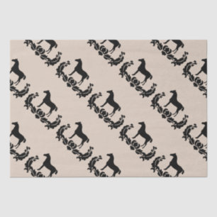 Papel De Seda Caballo Damasco blanco y negro