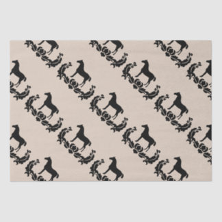Papel De Seda Caballo Damasco blanco y negro