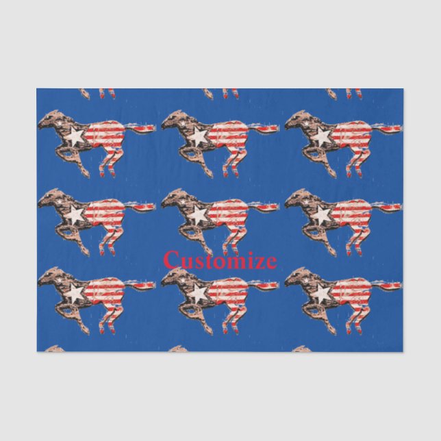 Papel De Seda Caballo de Bandera Americana Corriendo Thunder_Cov (Anverso)