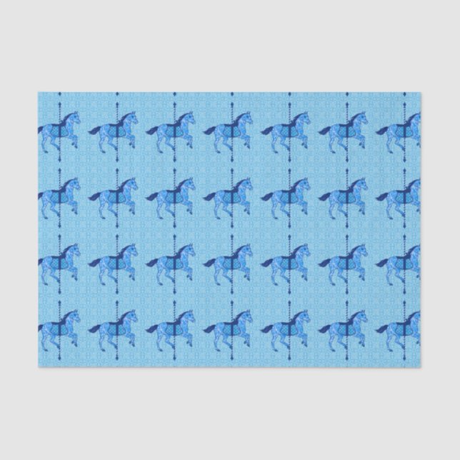 Papel De Seda Caballo de carrusel - Cobalto y azul cielo (Anverso)