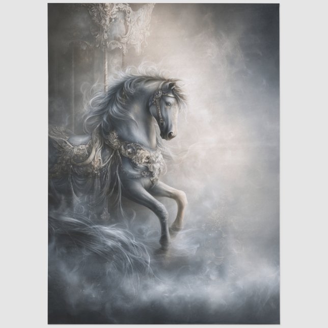 Papel De Seda Caballo de carrusel gótico de romance oscuro para  (Anverso)