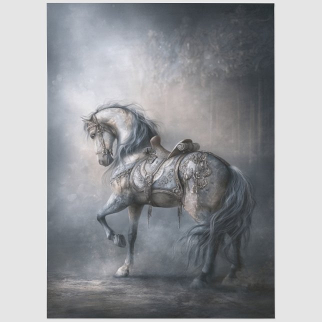 Papel De Seda Caballo de carrusel gótico de romance oscuro para  (Anverso)