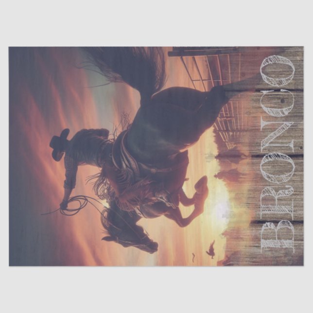 Papel De Seda Caballo de Cowboy Western Bronco (Anverso)