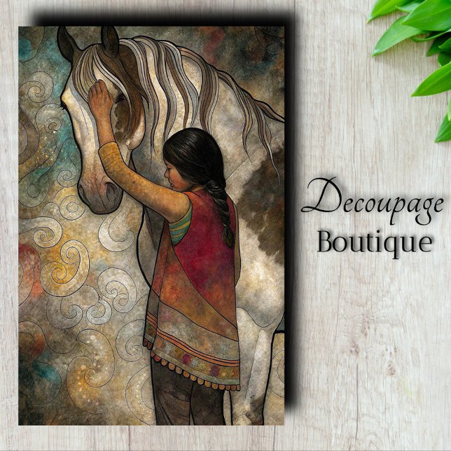 Papel De Seda Caballo de Decoupage de Vínculo Sagrado (Sacred Bond Horse Decoupage Tissue Paper)