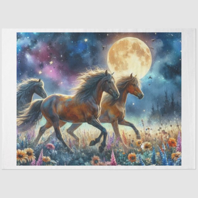 Papel De Seda Caballo de flores silvestres (Anverso)