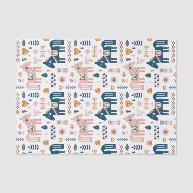 Papel De Seda Caballo de Folkart nórdico (Anverso)