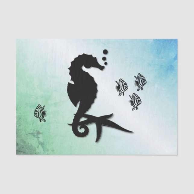 Papel De Seda Caballo de mar al verde (Anverso)