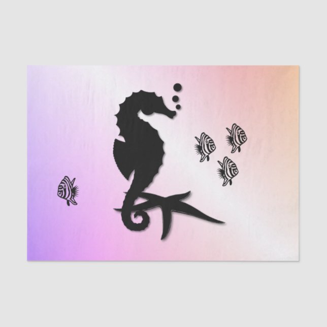 Papel De Seda Caballo de mar en morado (Anverso)