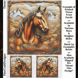 Papel De Seda Caballo de Montaña Bronce Repujado EK7R Decoupage