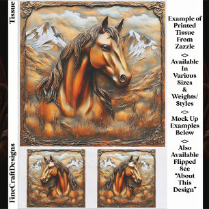 Papel De Seda Caballo de Montaña Bronce Repujado EK7R Decoupage